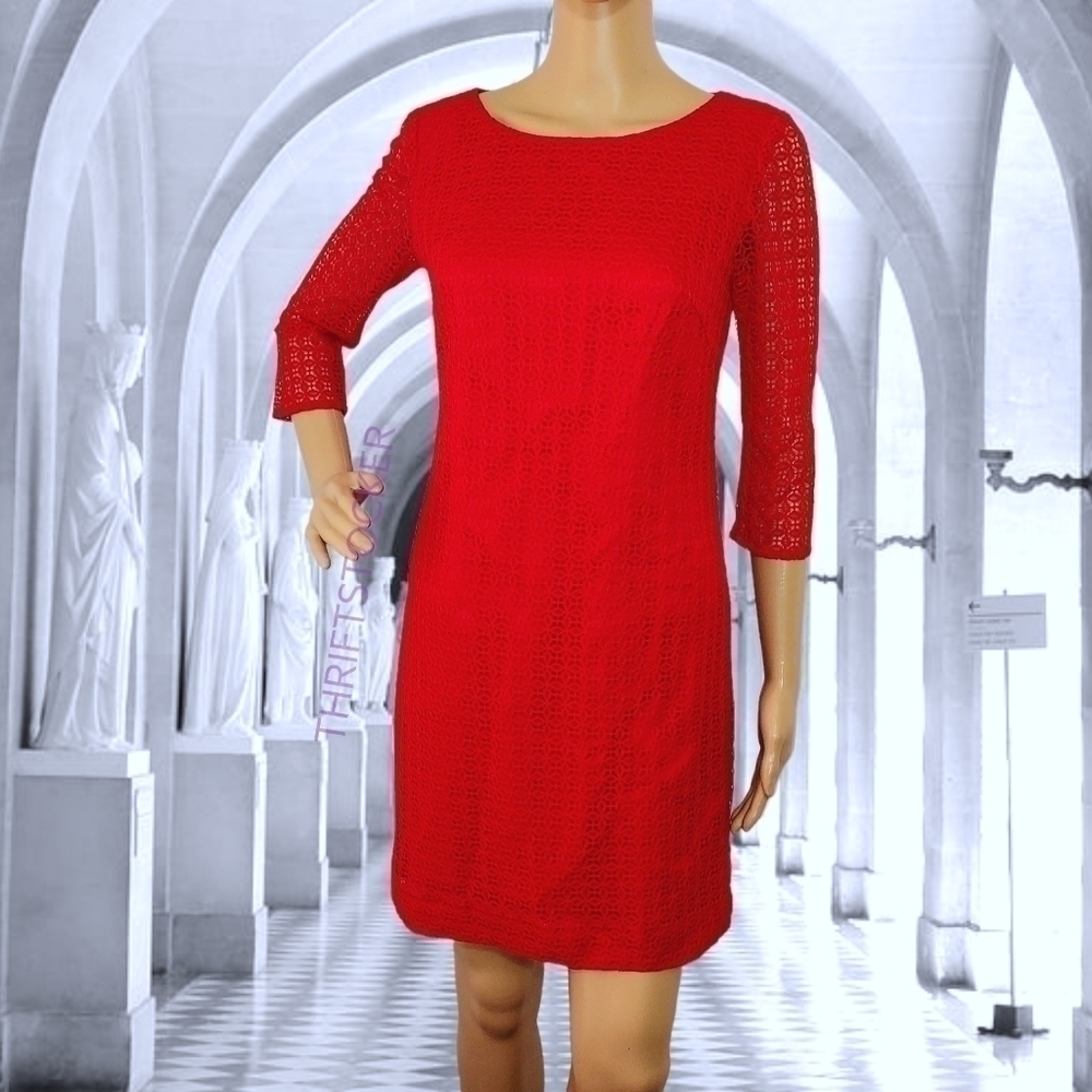 Red Trina Turk eyelet dress